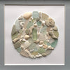 Aqua Sea Glass, Coral, Shells & Pottery Mosaic Picture Mixed Media Art