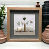 Five Sea Glass Birds in a Beach Scene Picture