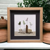 Four Sea Glass Birds in a Beach Scene Picture
