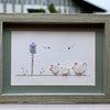 Sea Glass Chickens in a Garden Picture