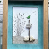 Sea Glass Bird on a Beach Sign Picture with Watercolor Mat
