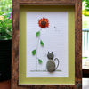 Cat in a Sea Glass Sunflower Garden Picture