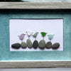 Five Sea Glass Birds on Rocks Family Picture