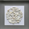 White Sea Glass, Coral, Shells & Pottery Mosaic Picture Mixed Media Art