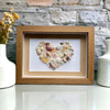 Peach Sea Glass, Coral, Shells, Driftwood & Pottery Mosaic Heart Picture Mixed Media Art