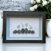 Four Sea Glass Birds on Rocks Family Picture