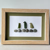 Three Sea Glass Birds on Rocks Family Pebble Art - "The Green Beans"
