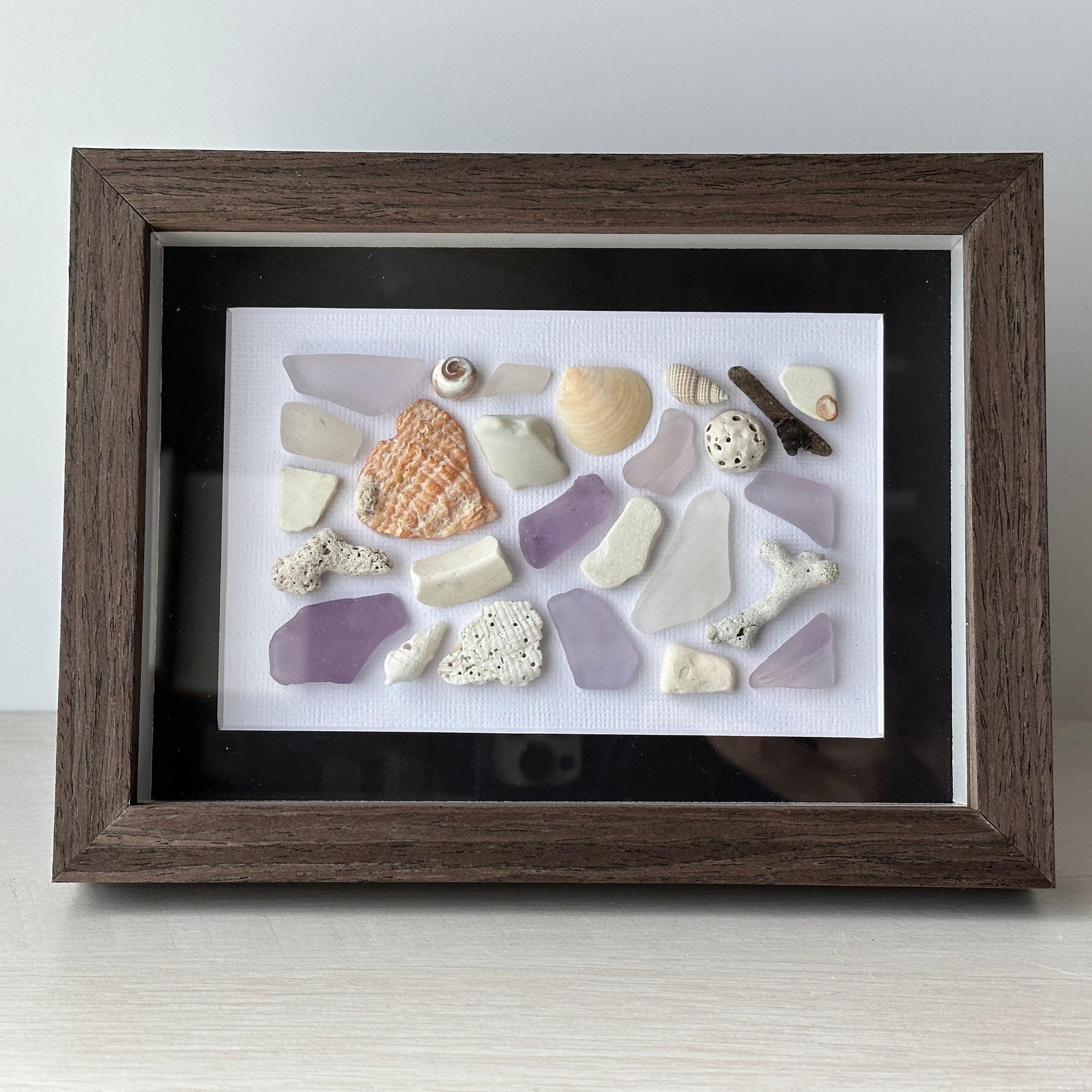 Sea Glass, Coral, Shells, Driftwood & Pottery Mosaic Picture Mixed Media Art
